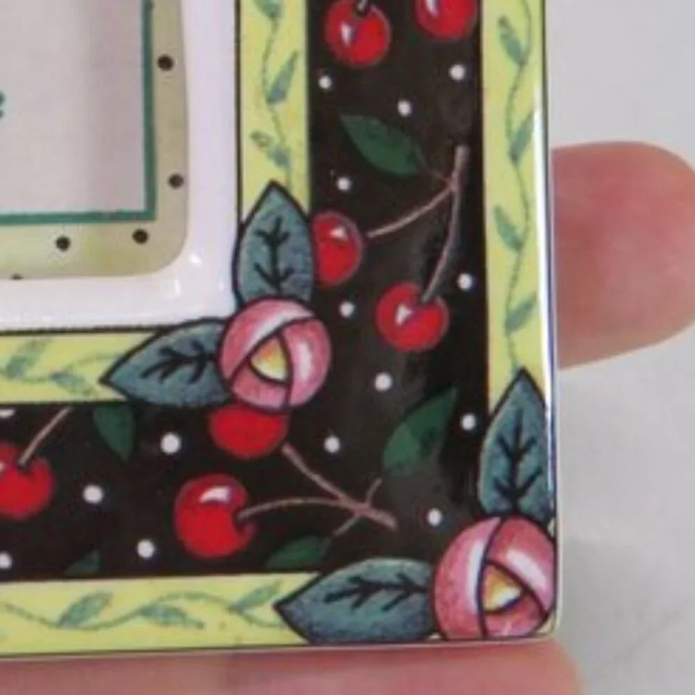 Mary Engelbreit Ceramic Black w Cherries Picture Frame